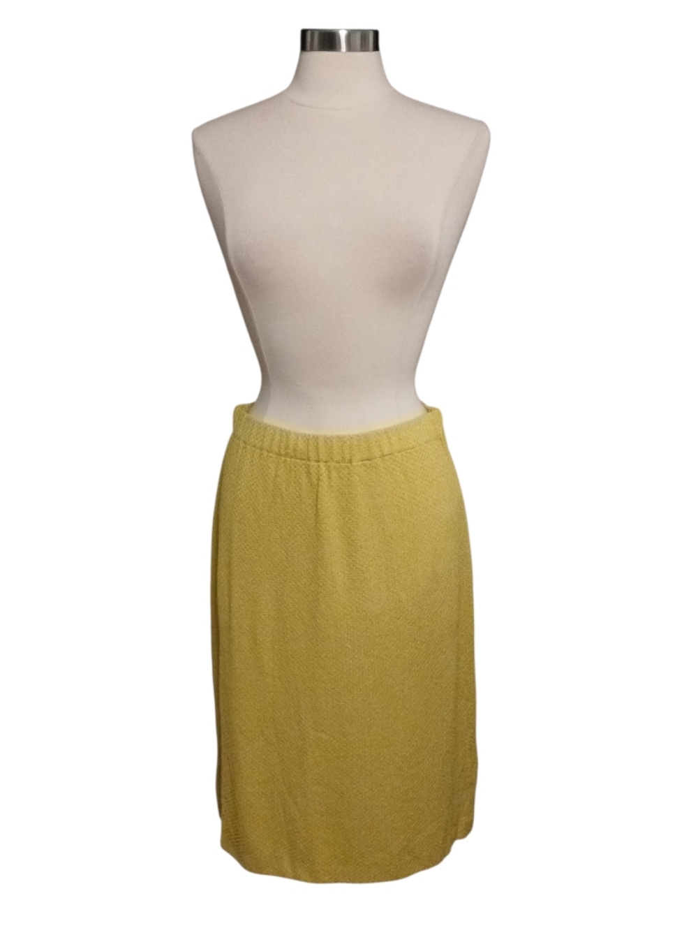 St. John Collection | Sunlit Yellow Textured Knit Midi Skirt Fall 09 Size 10